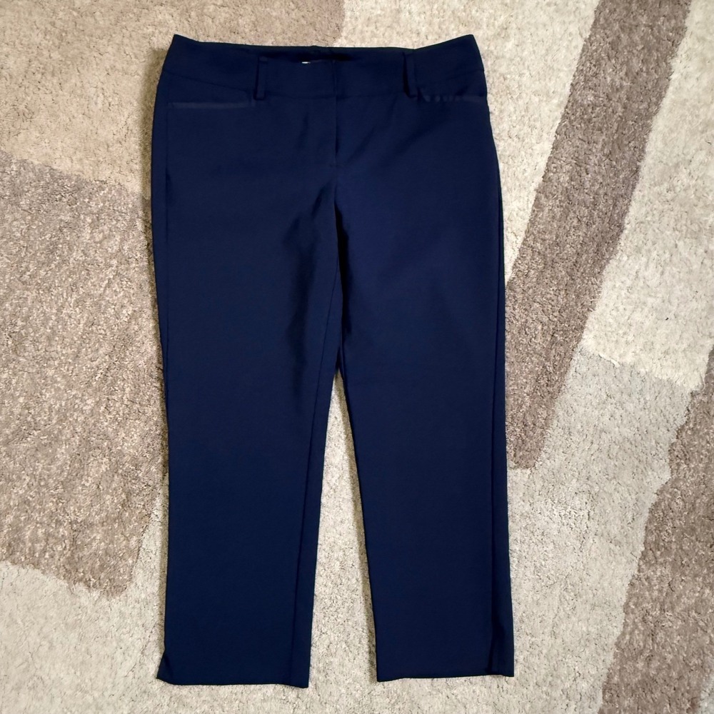 New York & Company 7th Avenue Navy Blue Cropped Dress Pants Womens 6 Tailored